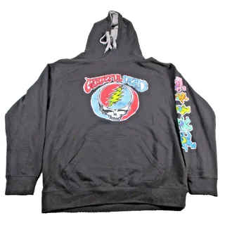 Photo of Grateful Dead Ripple Junction Hoodie Mens Large Black Pullover Fleece Sweatshirt