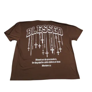 Photo of Blessed Cross Shirt Mens 3XL Brown BrandMakers Christian Matthew 5:9 Graphic Tee