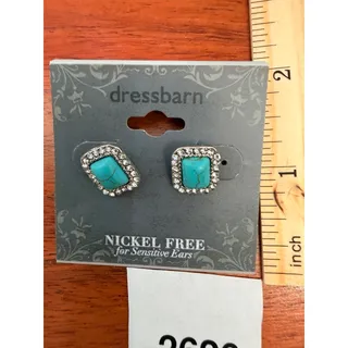 Photo of New Dressbarn Blue Rhinestone Stud Earrings Nickel Free
