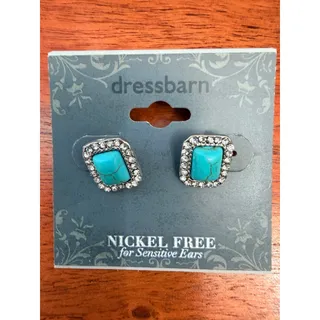 Photo of New Dressbarn Blue Rhinestone Stud Earrings Nickel Free