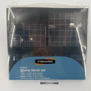 Photo of Fiskars 4 Piece Clear Acrylic Stamp Block Set Grid Craft Scrapbooking - New