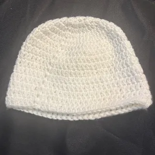 Photo of White Knit Beanie O/S Winter Casual Cherry Girl Classic Preppy Academia Ballet