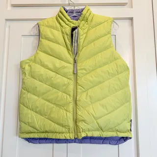 Photo of Coldwater Creek Goose Down Reversible Puffer Vest S Lavender Chartreuse