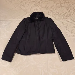 Photo of Ann Taylor Women's Medium Petite Faux Fur Collar Black Jacket