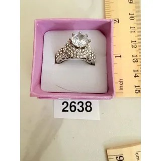 Photo of NIB Rhinestone Silver Tone Ring Size 6.5