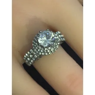 Photo of NIB Rhinestone Silver Tone Ring Size 6.5