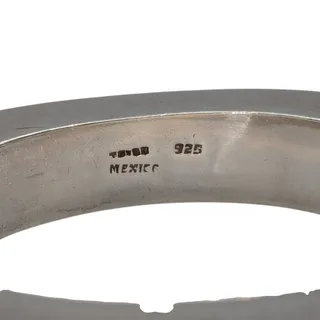 Photo of Vintage Taxco 925 Sterling Mexico Chunky Rectangle Hinged Bangle Bracelet