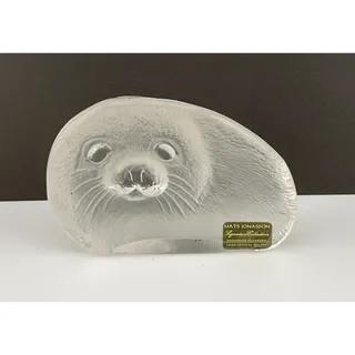 Photo of MATS JONASSON Full Lead Crystal Seal Figurine/Paperweight Made in Sweden Signed