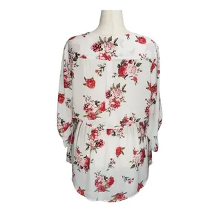 Photo of Stella Tweed White Floral Tunic Blouse 2X Plus Career Officecore Evening Wear