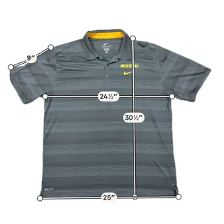 Photo of Nike Dri Fit Mizzou Missouri Tigers Polo Shirt Mens XL Gray Striped Golf