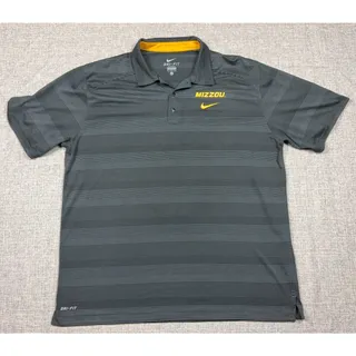 Photo of Nike Dri Fit Mizzou Missouri Tigers Polo Shirt Mens XL Gray Striped Golf