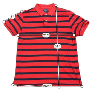 Photo of Polo Jeans Co Ralph Lauren Polo Shirt Mens XL Red Navy Striped Cotton Flag Logo