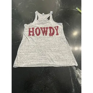 Photo of LHTX Leigh L. Hajovsky Texas made "HOWDY" embellished tank S Aggies