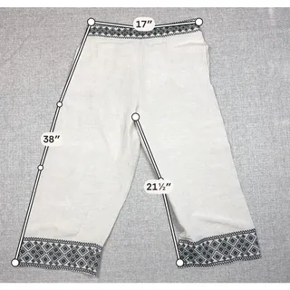 Photo of Boston Proper Pants Womens Large Cream Black Embroidered Wide Leg Cropped Boho