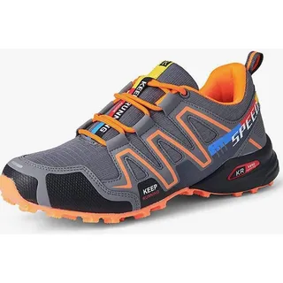 Photo of Mens 10 Balance Hiking Shoes Non-Slip Comfy Breathable Walking- Gray / Orange