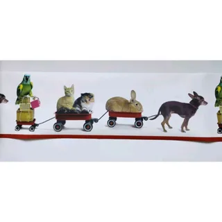 Photo of Taylor Wallcovering Pre-pasted Decorative Wall Border - Animal Train - 5 yds