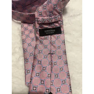 Photo of Nordstrom Mens Shop Pink Blue Geometric Medallion Necktie Preppy Formal