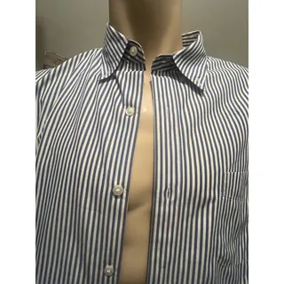 Photo of J Crew Secret Wash Mens XL Blue White Stripe Shirt Organic Cotton Preppy