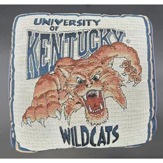 Photo of Vintage Univ of Kentucky Wildcats Tapestry Pillow 16x16 Woven Mascot Decor