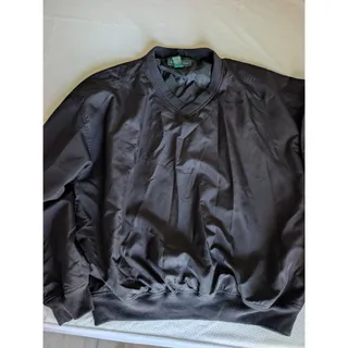 Photo of Stone Hill Men's L Black V Neck Pullover Windbreaker Long Sleeve Side Pockets