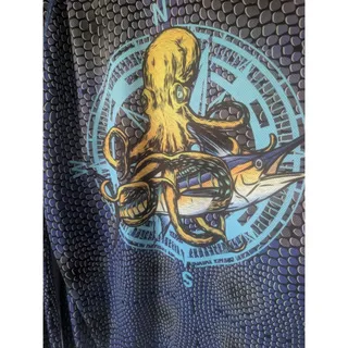 Photo of Apparel By Homerun Fishing Shirt Mens 1XL Blue Octopus Marlin Scale Performance