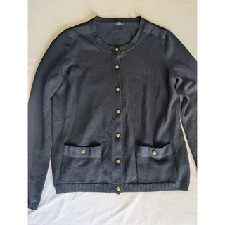 Photo of Talbots Black 100% Merino Wool Military Style Cardigan Jacket Old Money Preppy M