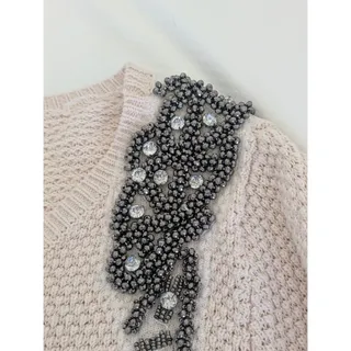 Photo of Lathaer Gibson Woman’s Sweater M Cream embellished, Cottagecore, Whimsy, Prep