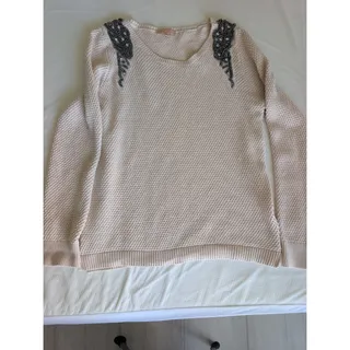 Photo of Lathaer Gibson Woman’s Sweater M Cream embellished, Cottagecore, Whimsy, Prep