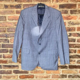 Photo of Brooks Brothers Navy Blue Plaid Wool Vintage Y2k Sports Coat Men's Size 40