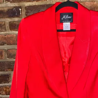 Photo of Milano Red Single One Button Shawl Lapel Blazer Jacket Women's Size 8