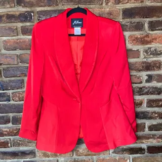 Photo of Milano Red Single One Button Shawl Lapel Blazer Jacket Women's Size 8