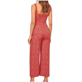Photo of Reformation Della Jumpsuit Women's 4 Red White Floral Sleeveless Wide Leg Ankle