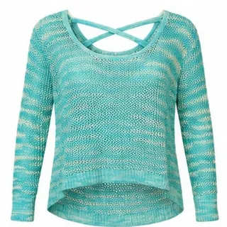 Photo of Soybu Turquoise Open Knit Mesh High Low Sweater no size, fits like large