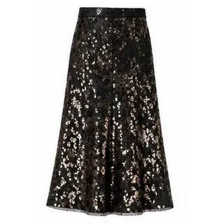 Photo of JUST FEMALE Pailas Black Sequin Embellished Midi Skirt S NWOT