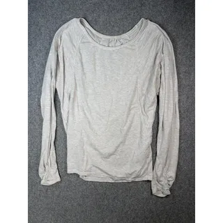Photo of Athleta Hayes Valley Gray White Striped Long Sleeve Lounge Top L