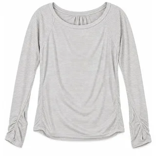 Photo of Athleta Hayes Valley Gray White Striped Long Sleeve Lounge Top L