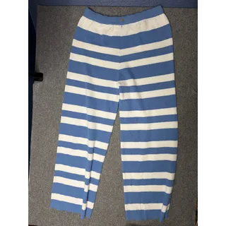 Photo of As Revival Blue White Striped Knit Wide Leg Pants XL NWT